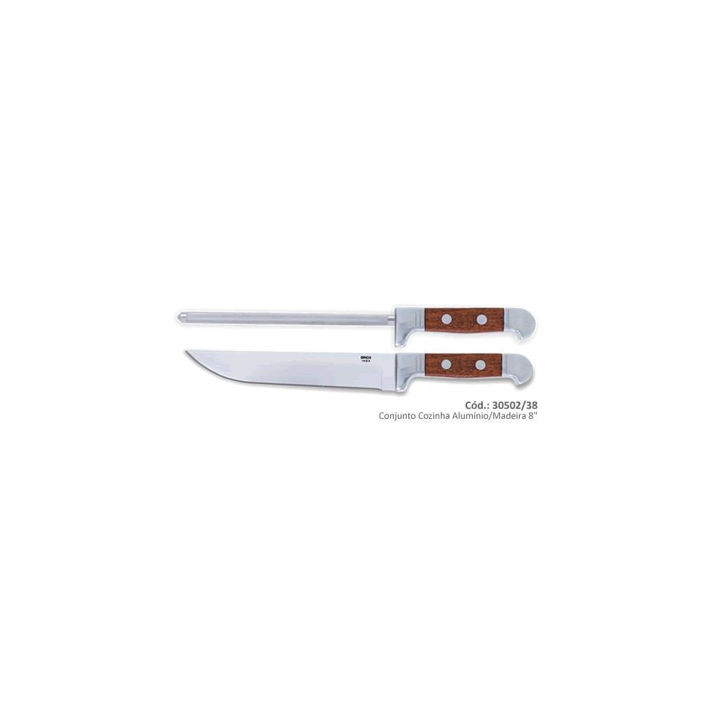 FACA BIANCHI COZINHA ALUMINIO/MADEIRA 8´´ COM AFIADOR