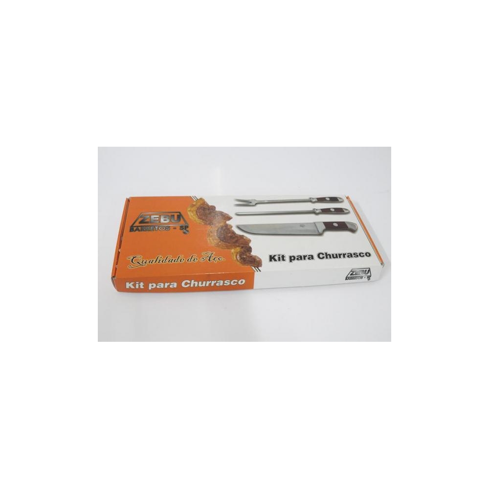 CONJUNTO CHURRASCO ZEBU FACA/GARFO/CHAIRA CAIXA PAPEL